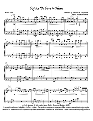 Rejoice Ye Pure in Heart - piano solo arrangement by Stephen R Dalrymple