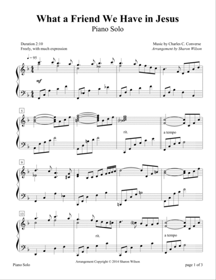 What a Friend We Have in Jesus Piano Solo scores gallery preview page 2