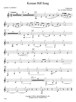 Korean Hill Song: 2nd B-flat Clarinet