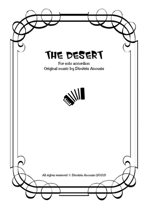 Book cover for Dimitris Anousis "The Desert" for solo accordion