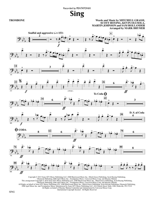 Sing (arr. Mark Brymer) - Trombone