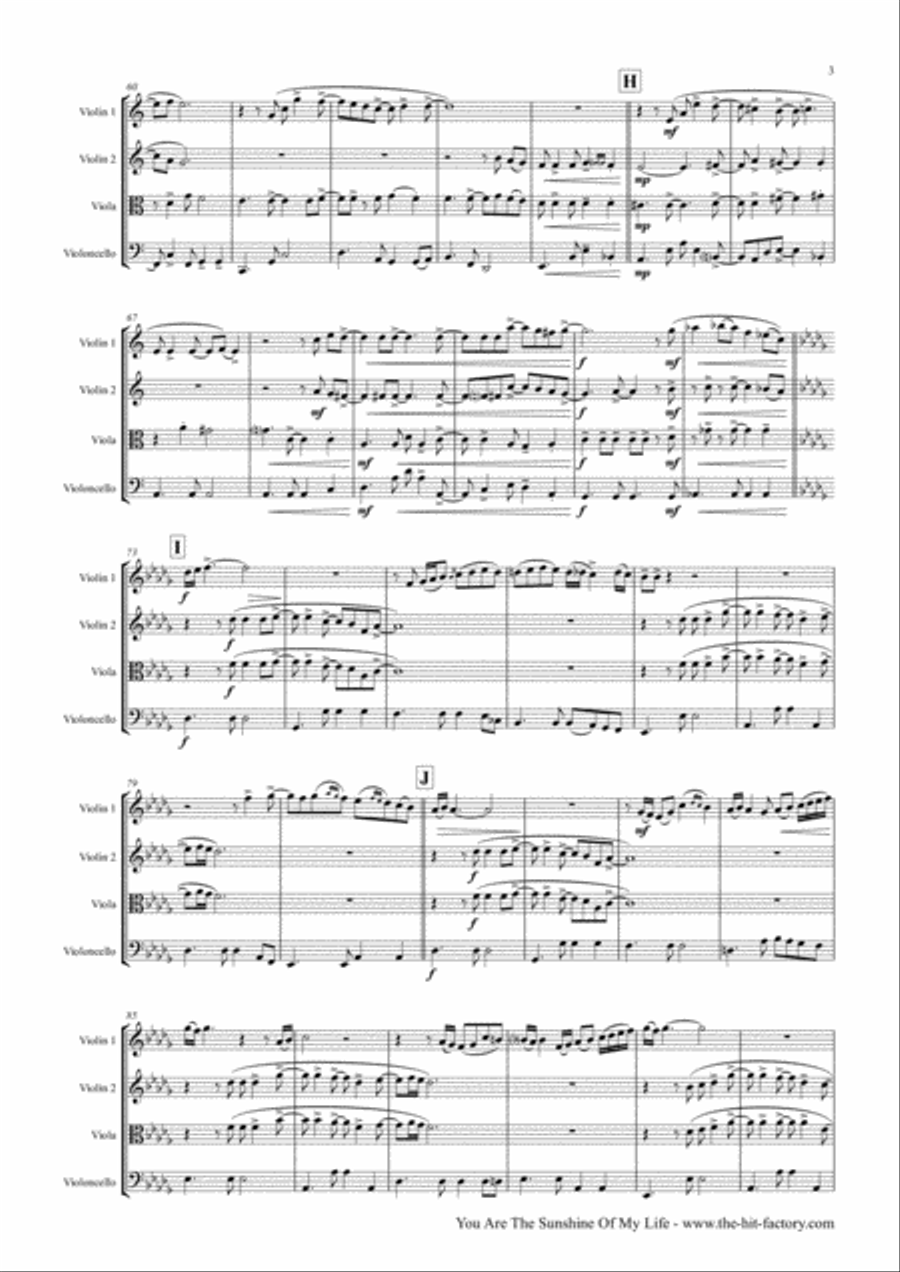 You Are The Sunshine Of My Life String Quartet scores gallery preview page 4