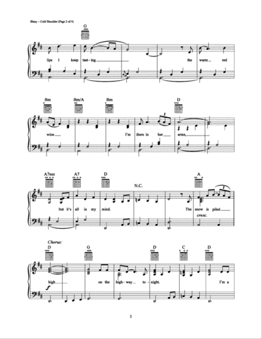 Cold Shoulder Piano, Vocal, Guitar scores gallery preview page 2