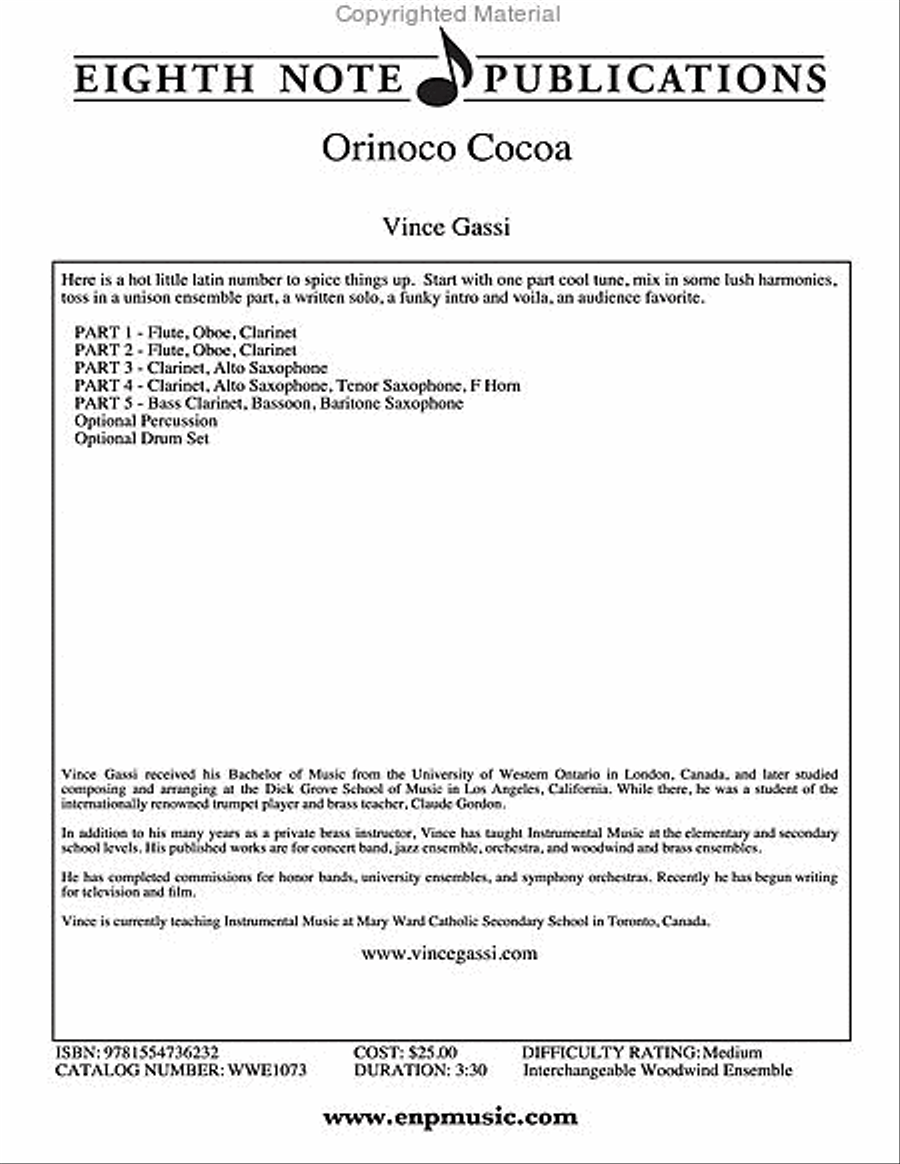Orinoco Cocoa Woodwind Ensemble scores gallery preview page 2