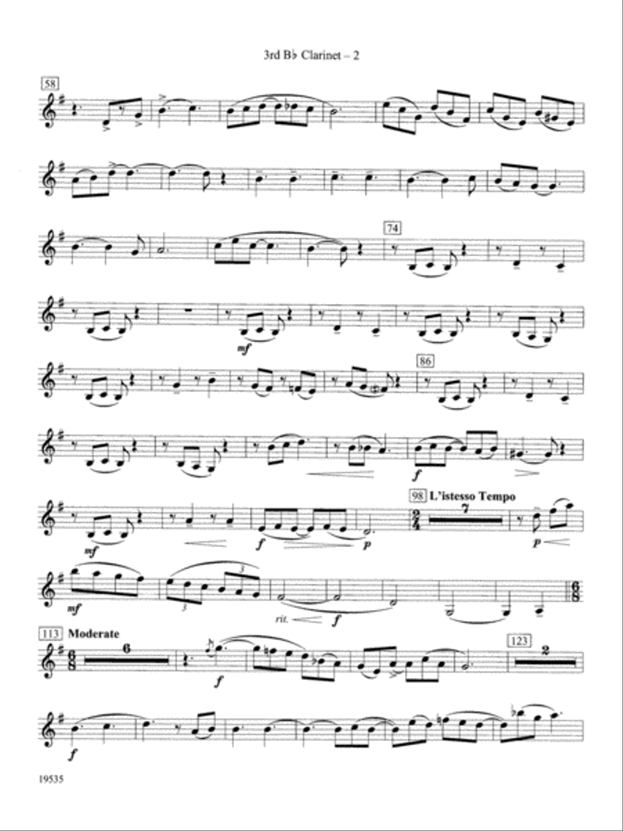 Fantasy on an African-American Spiritual: 3rd B-flat Clarinet Concert Band scores gallery preview page 2