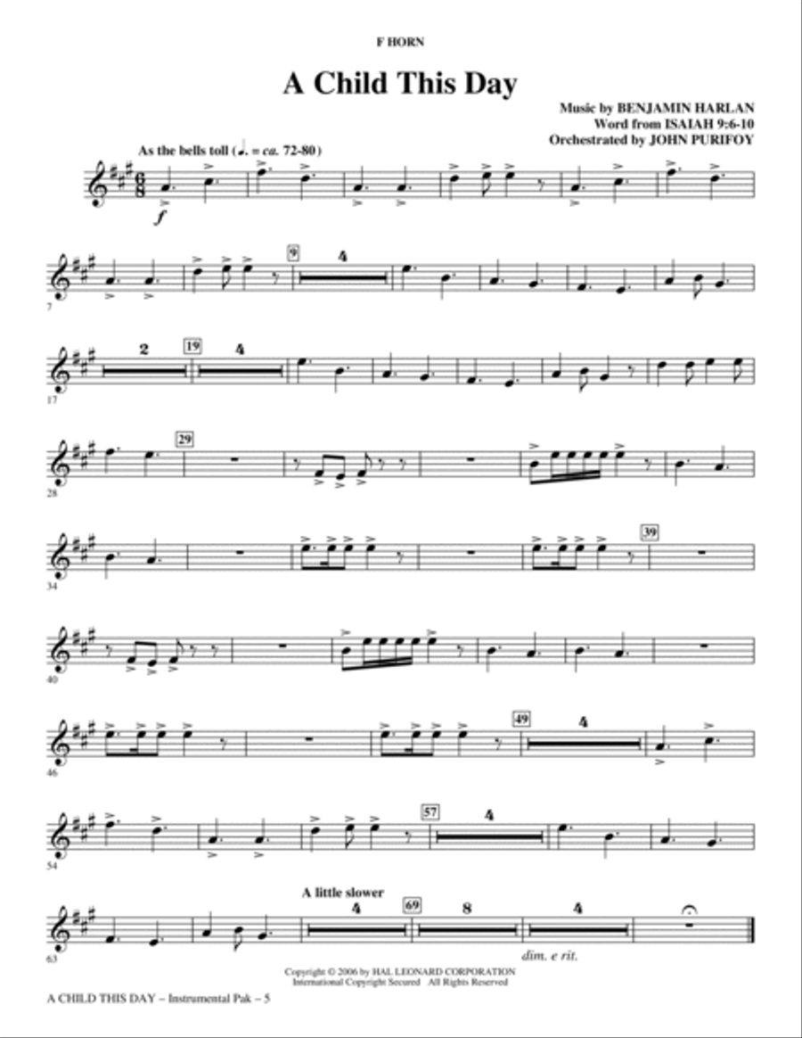 A Child This Day - F Horn Choir scores gallery preview page 5