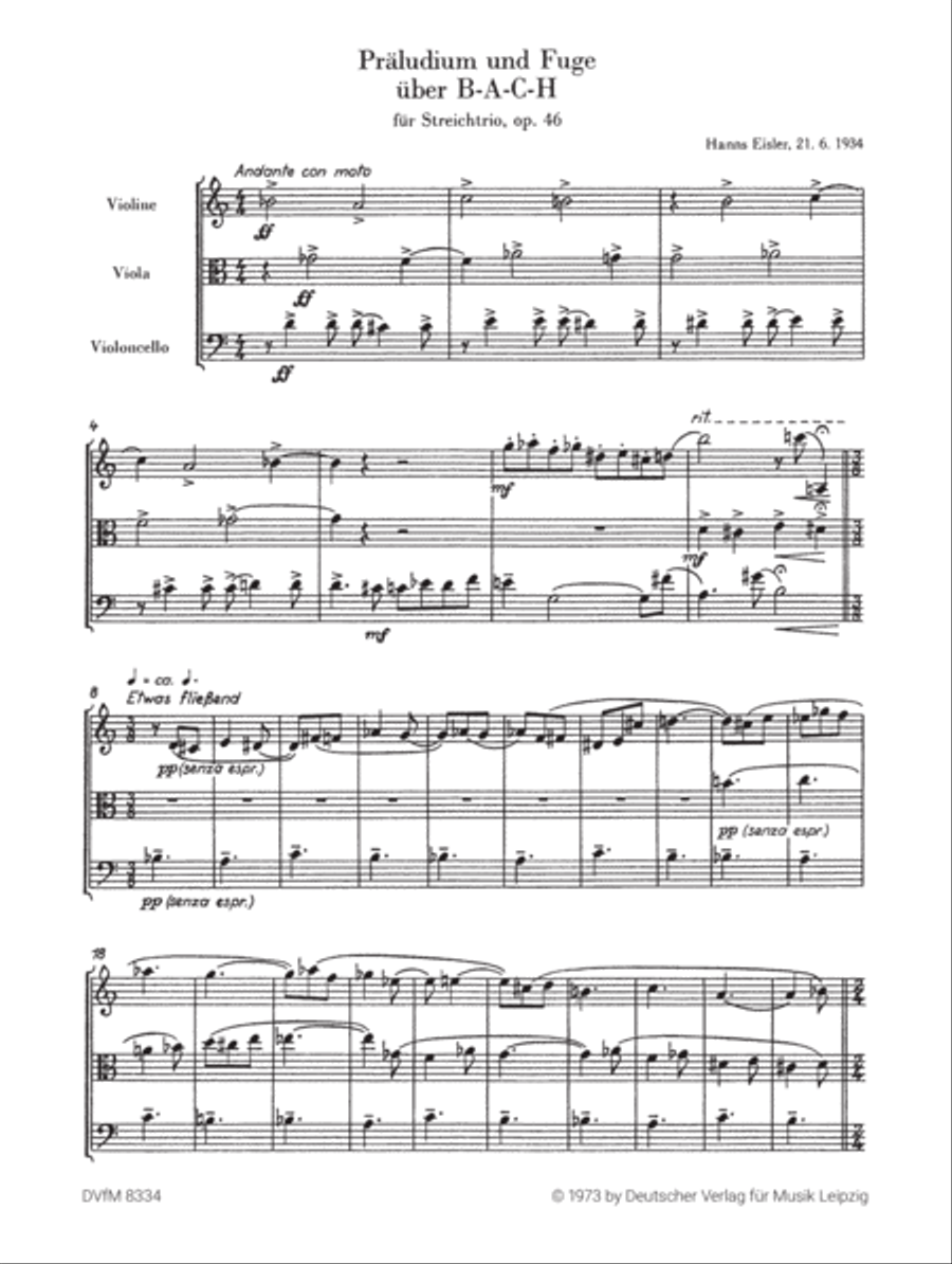 Prelude and Fugue on B-A-C-H Op. 46 Study Score scores gallery preview page 2
