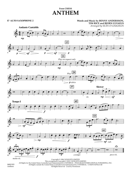 Anthem (from Chess) - Eb Alto Saxophone 2