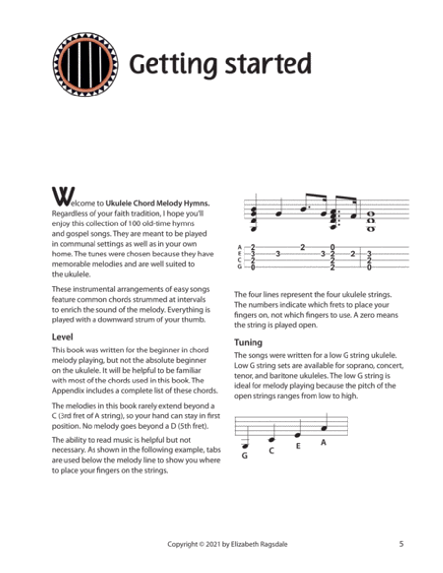 Ukulele Chord Melody Hymns for Low G String Tuning Ukulele scores gallery preview page 5