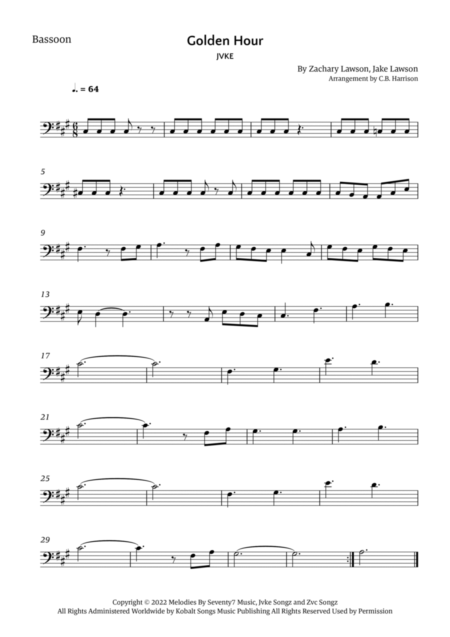 Golden Hour Bassoon Solo scores gallery preview page 1