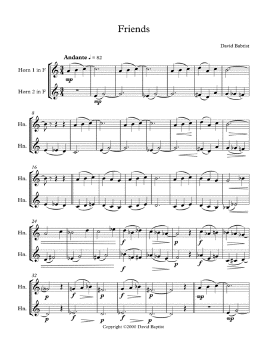 Friends for Two Horns Friends for Two Horns Brass Duet scores gallery preview page 1