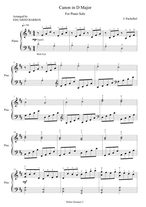 Canon in D Major (For Piano Solo)