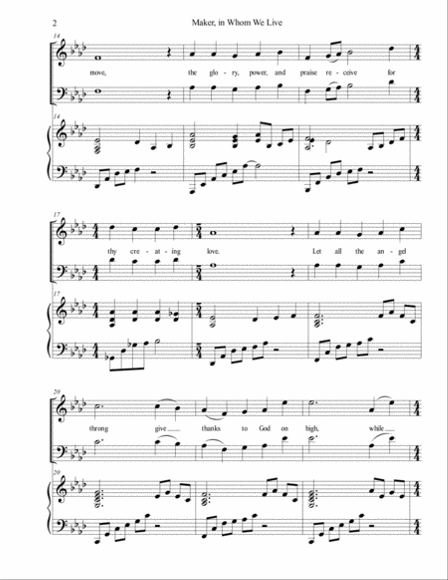 Maker in Whom We Live (SATB/piano) - Brenda Portman 4-Part scores gallery preview page 2