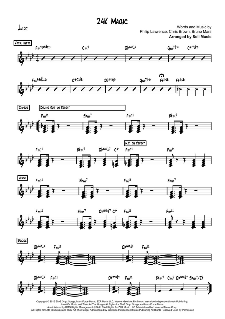 24k Magic Piano scores gallery preview page 1