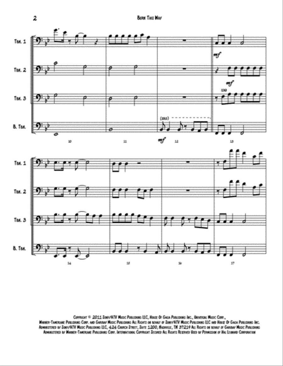 Born This Way Brass Ensemble scores gallery preview page 3