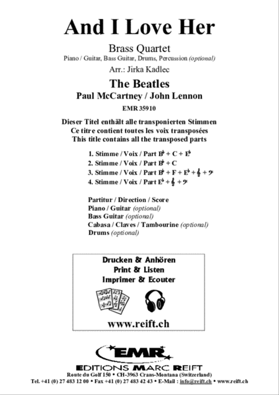 And I Love Her And I Love Her Brass Ensemble scores gallery preview page 2