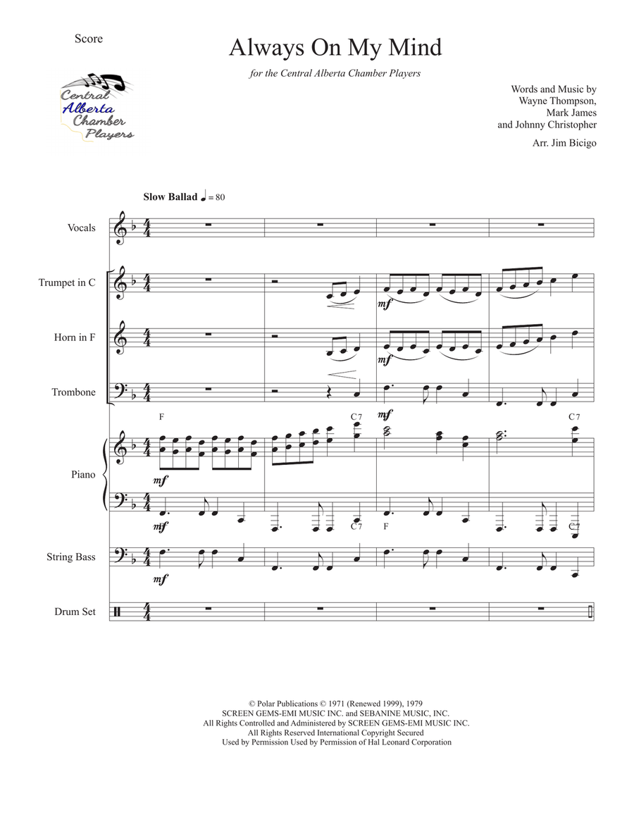 Always On My Mind Always On My Mind Piano, Vocal, Guitar scores gallery preview page 1