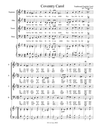 Coventry Carol (for SATB choir, a cappella)