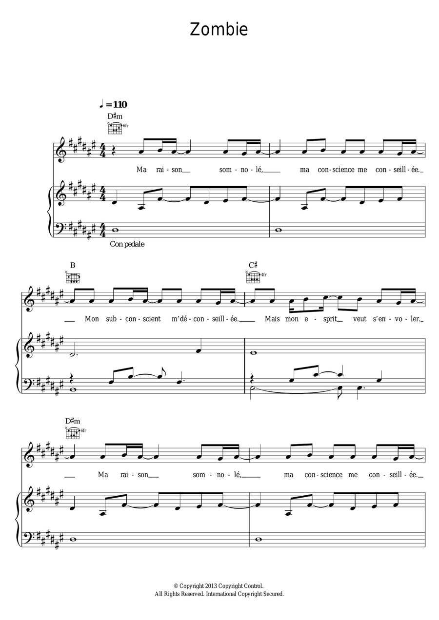 Zombie Piano, Vocal scores gallery preview page 1