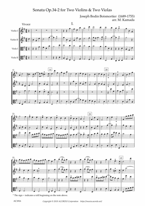 Sonata Op.34-2 for Two Violins & Two Violas