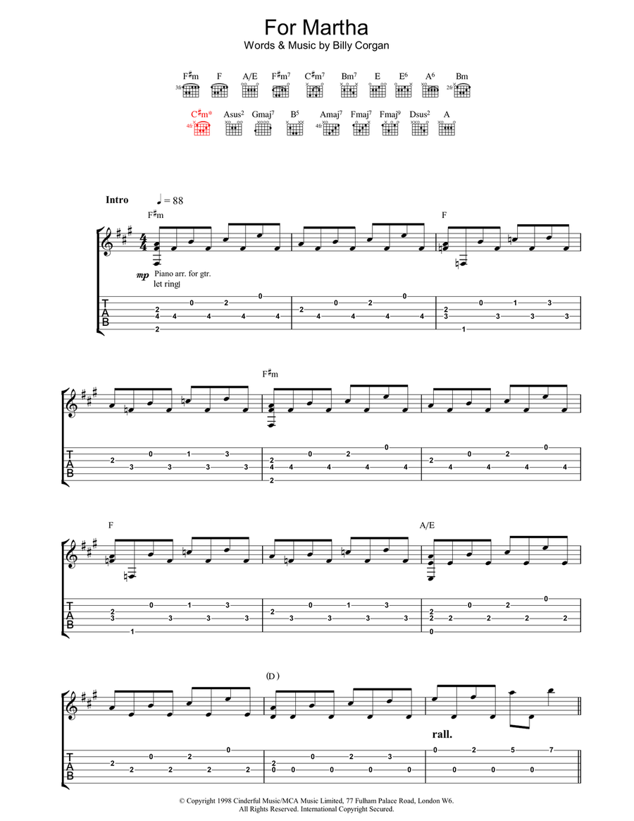 For Martha Acoustic Guitar scores gallery preview page 1