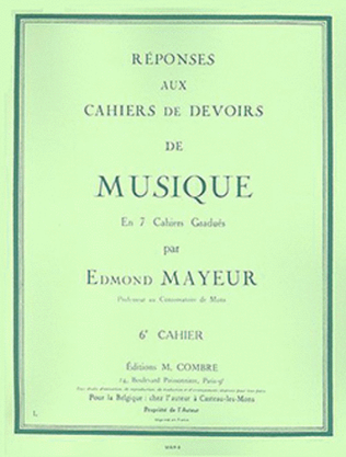 Book cover for Reponses aux devoirs du No. 6