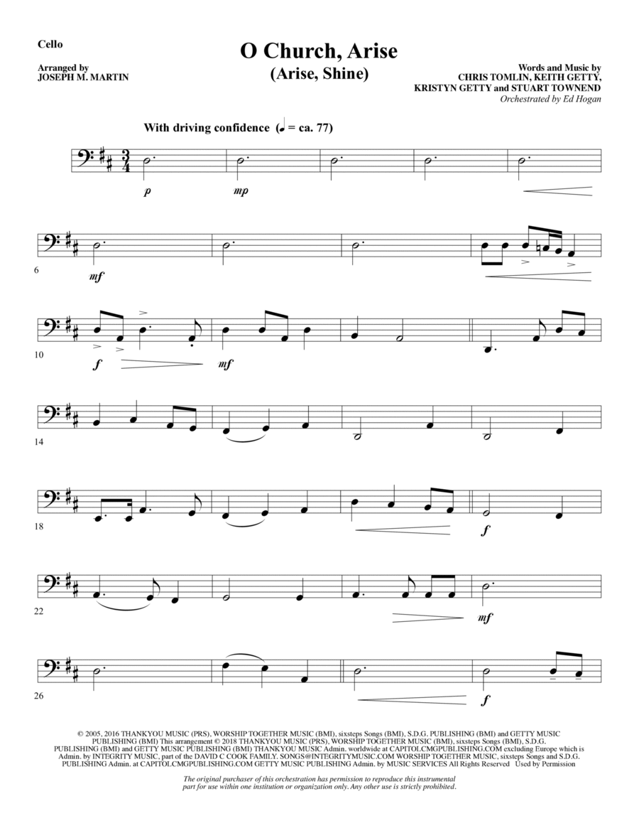 O Church, Arise (Arise, Shine) - Cello Choir scores gallery preview page 1
