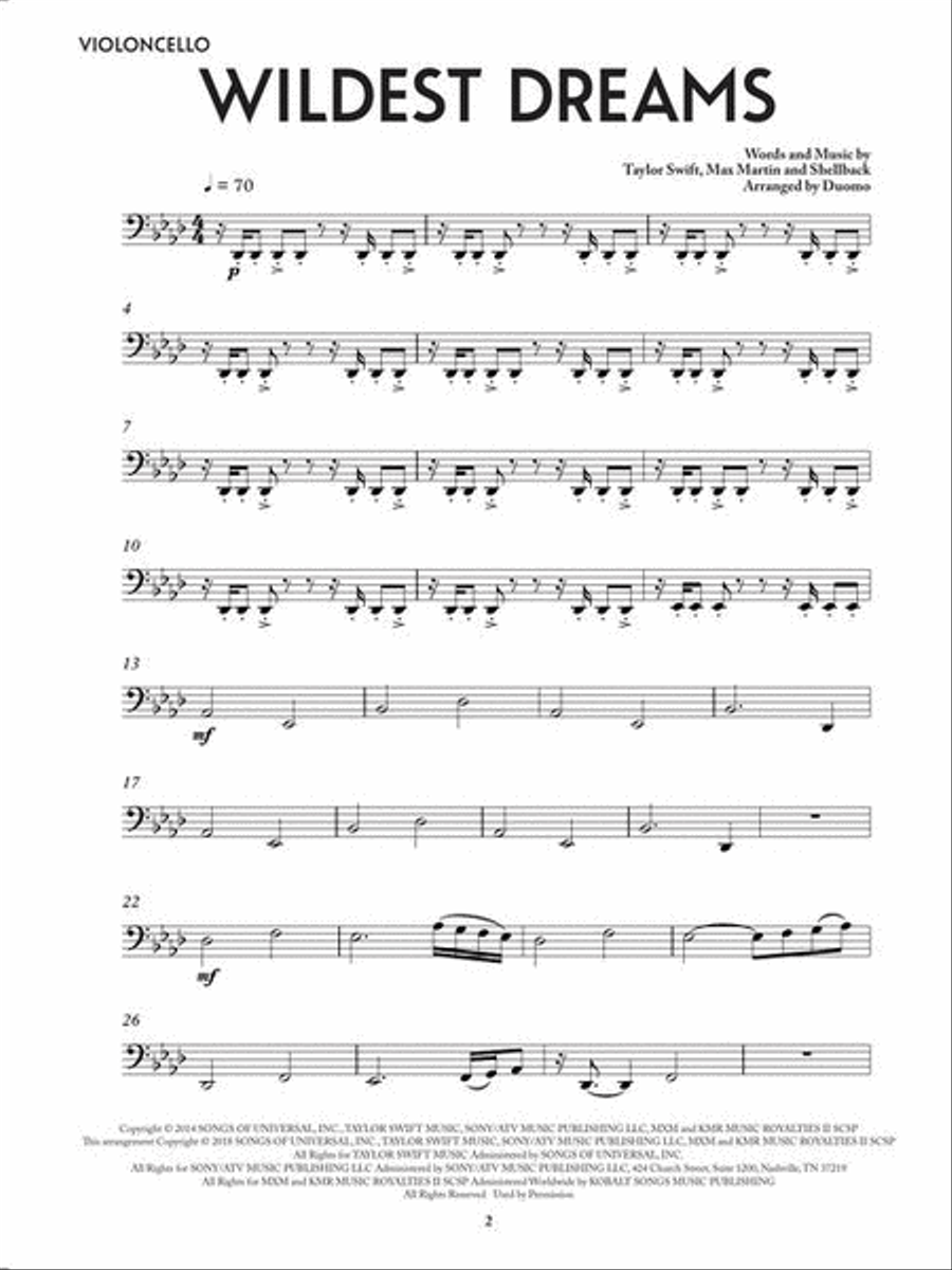 Wildest Dreams - featured in the Netflix series Bridgerton String Quartet scores gallery preview page 4