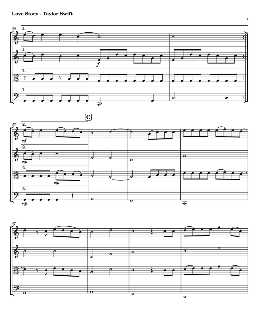 Love Story String Quartet scores gallery preview page 4