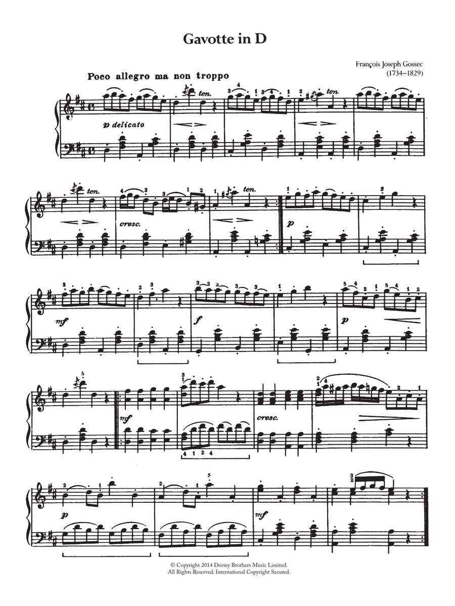 Gavotte Piano Solo scores gallery preview page 1