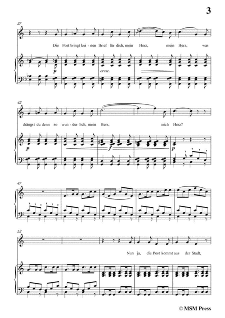 Schubert-Die Post,from 'Winterreise',Op.89(D.911) No.13,in C Major,for Voice&Piano Voice scores gallery preview page 5
