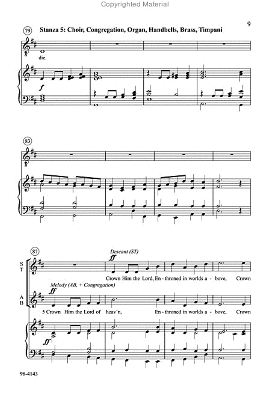 Crown Him with Many Crowns (Behnke) 4-Part scores gallery preview page 8