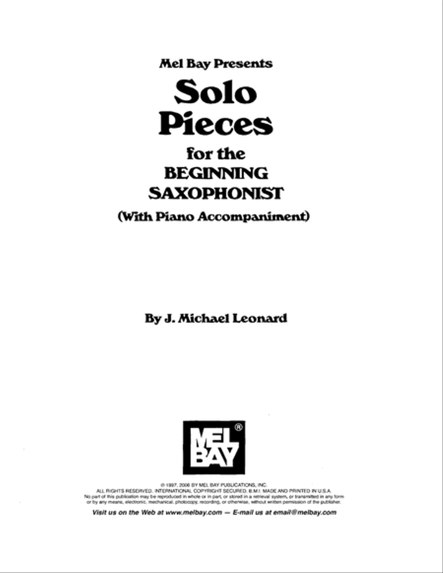 Solo Pieces for the Beginning Saxophonist Saxophone scores gallery preview page 2
