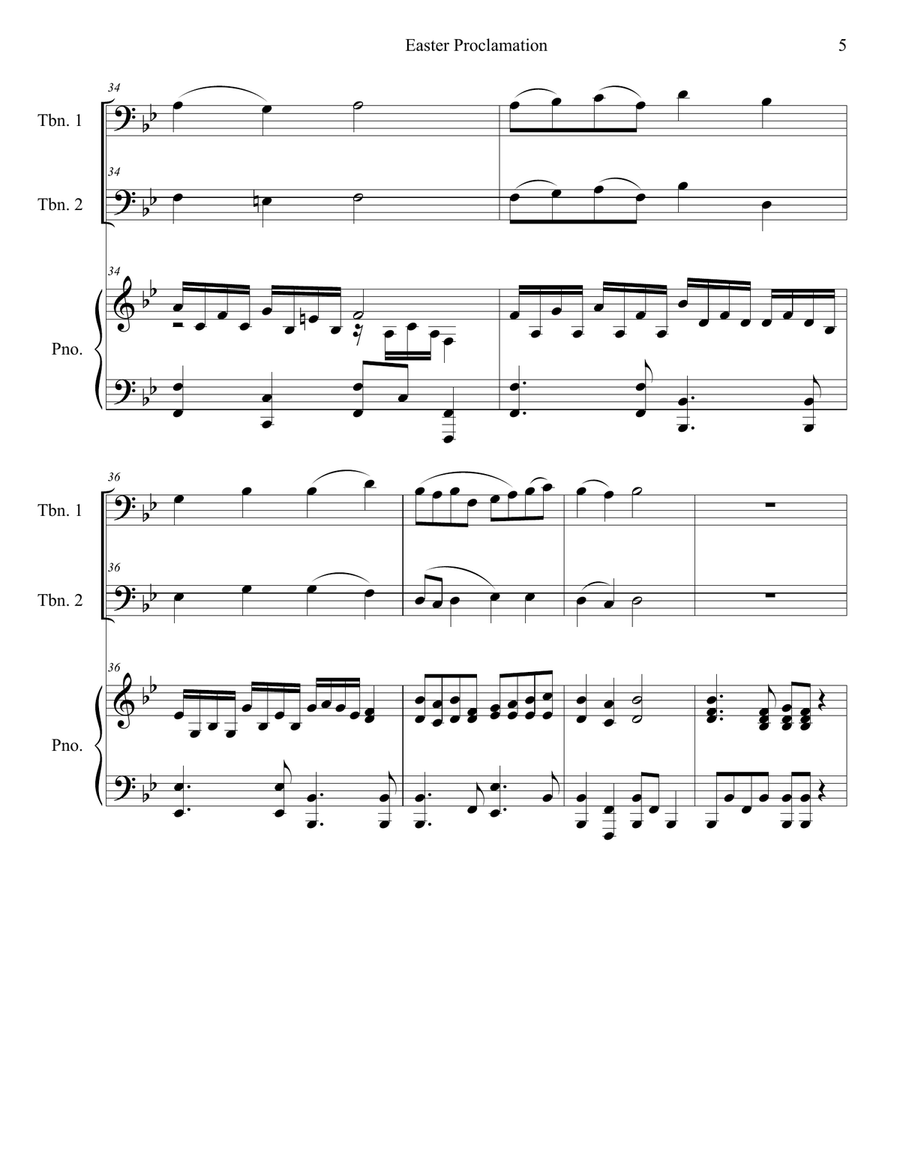 Easter Proclamation (The Risen Christ) (Trombone Duet) Trombone Duet scores gallery preview page 5