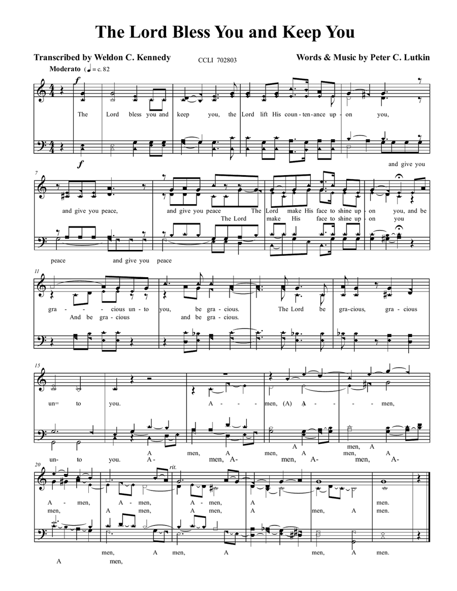 The Lord Bless You and Keep You Piano Solo scores gallery preview page 1
