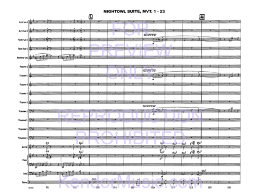 Nightowl Suite, Movement 1 (11 p.m. - Searching For Birdland) Jazz Ensemble scores gallery preview page 25