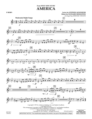Book cover for America (from West Side Story) (arr. Vinson) - F Horn