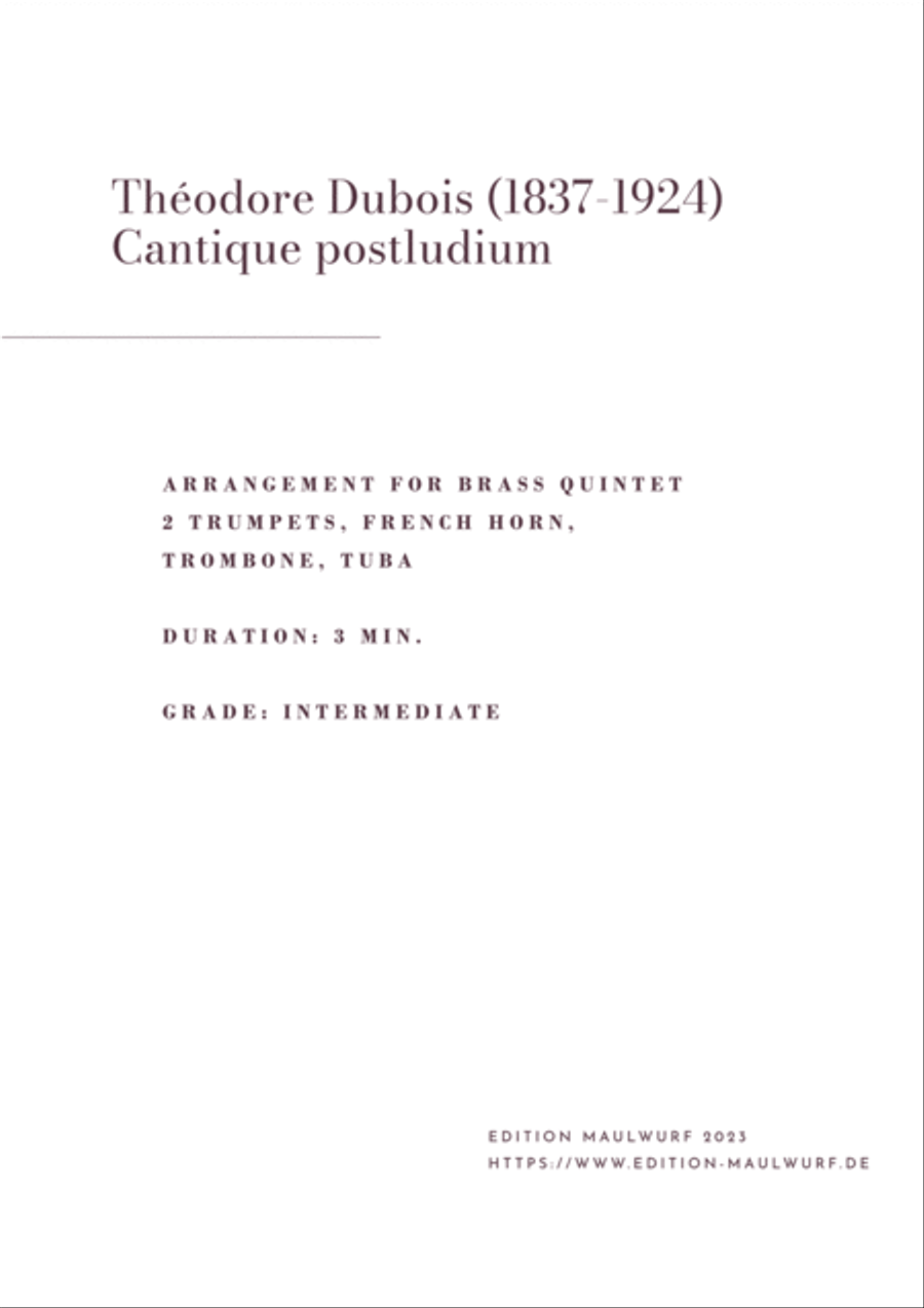 Cantique postludium Brass Quintet scores gallery preview page 2