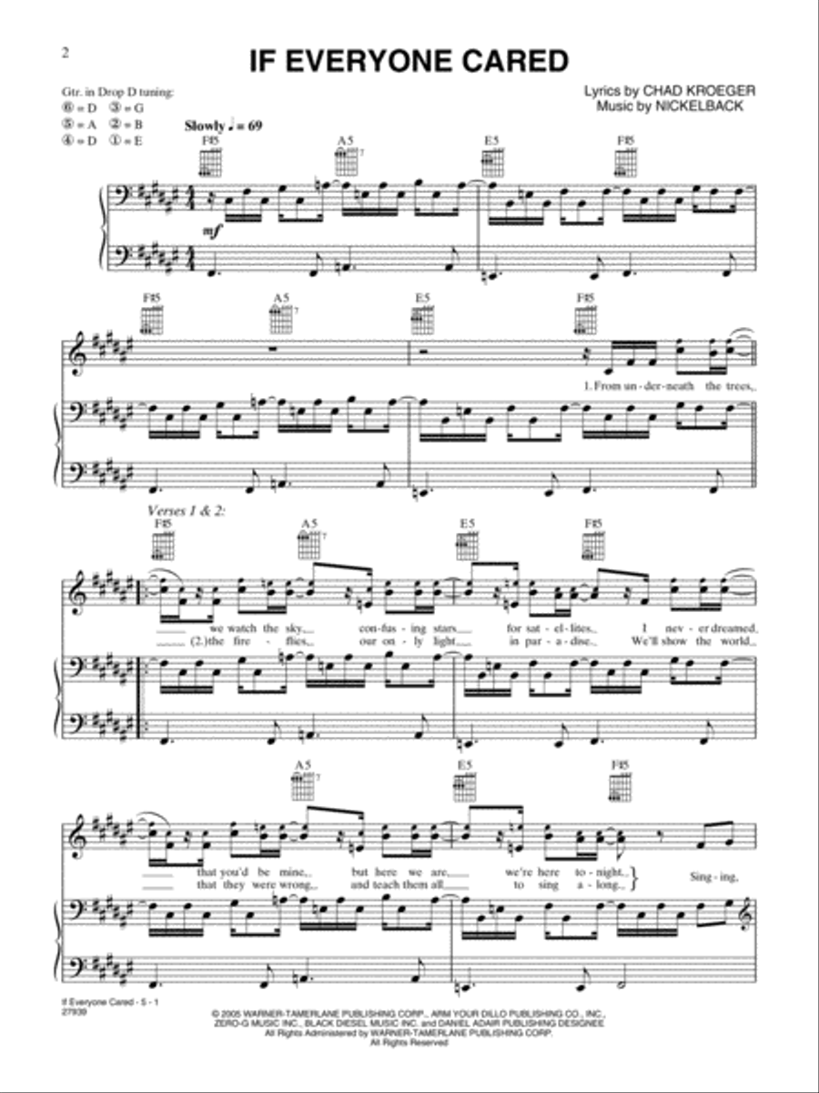 If Everyone Cared Piano, Vocal, Guitar scores gallery preview page 1
