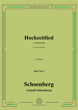 Book cover for Schoenberg-Hochzeitslied,in G Major,Op.3 No.4