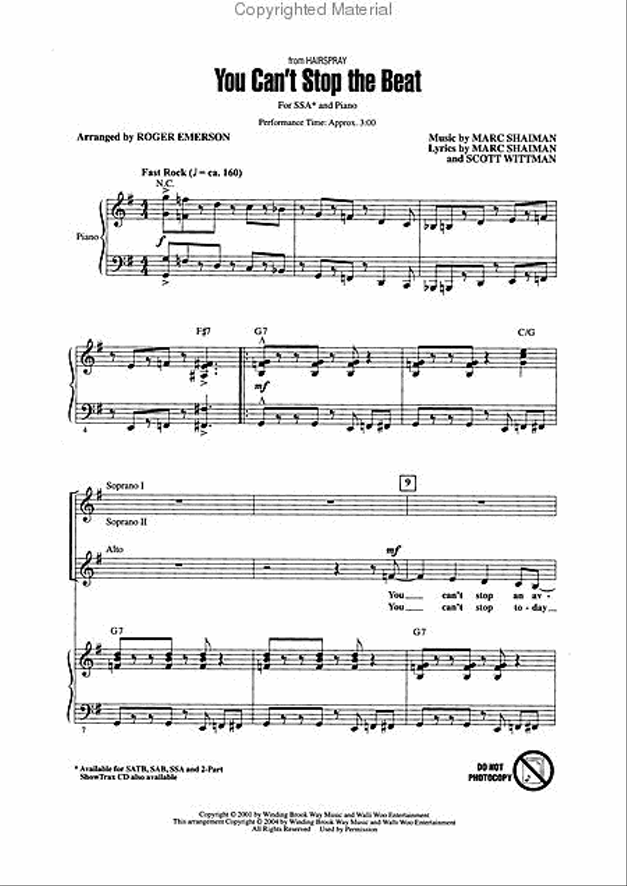 You Can't Stop the Beat SSA scores gallery preview page 2