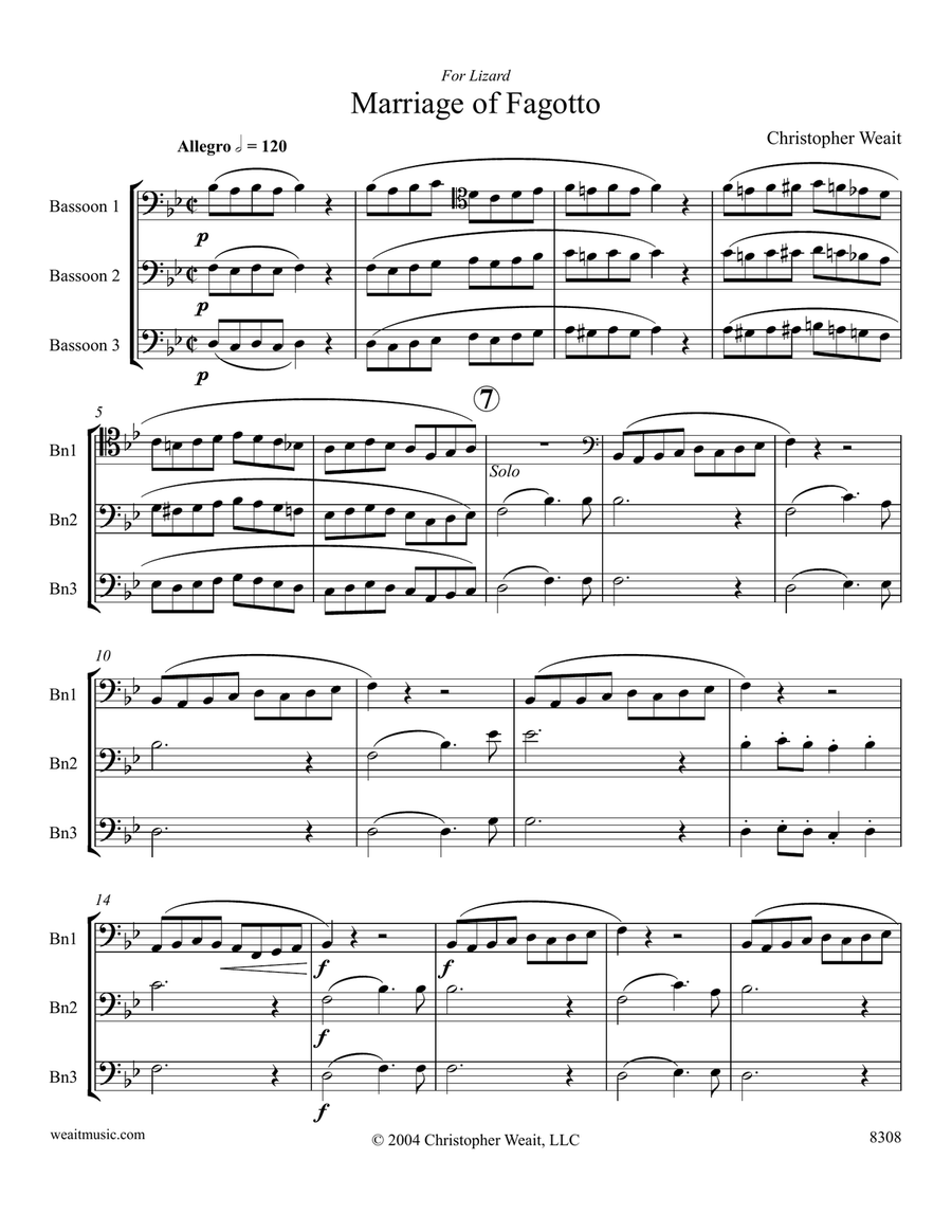 Marriage of Fagotto for 3 bassoons (2'33) Woodwind Trio scores gallery preview page 2