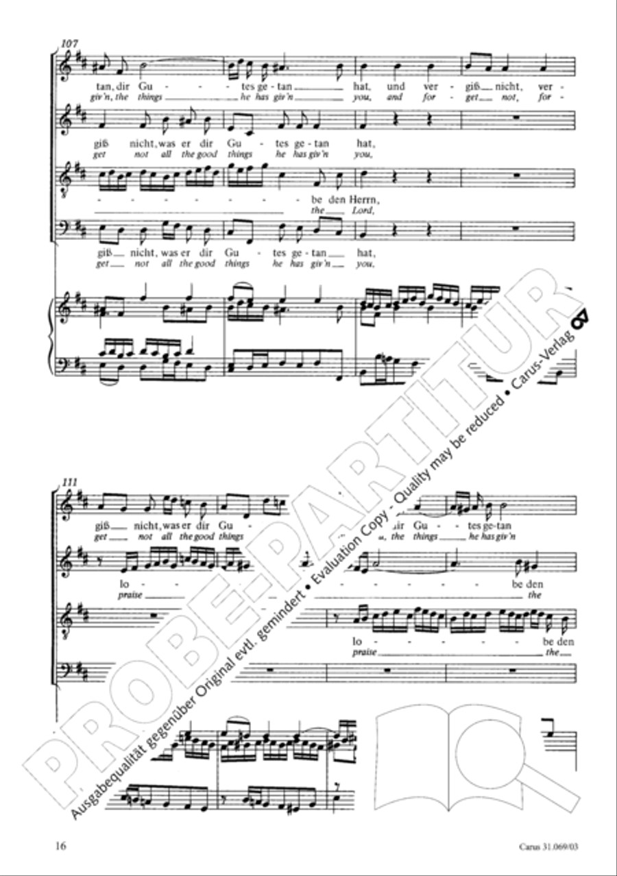 Praise the Lord, O my spirit (Lobe den Herrn, o meine Seele) 4-Part scores gallery preview page 16