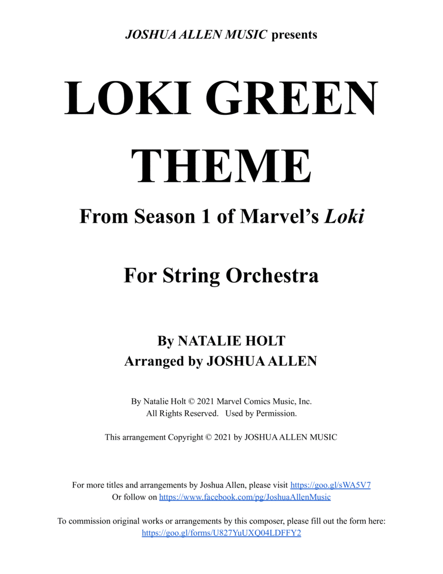 Loki Green Theme String Orchestra scores gallery preview page 1
