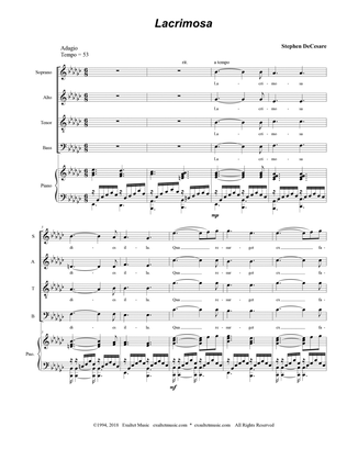Lacrimosa (from "Requiem Mass" - Piano/Vocal Score)