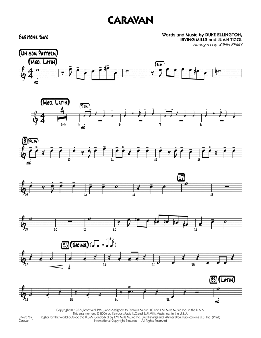 Caravan Baritone Sax by Juan Tizol Jazz Ensemble Digital
