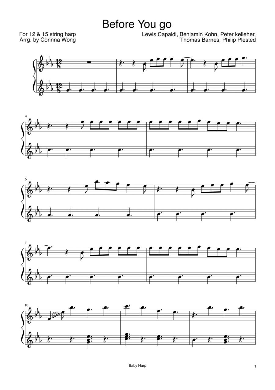 Before You Go Before You Go Harp scores gallery preview page 1