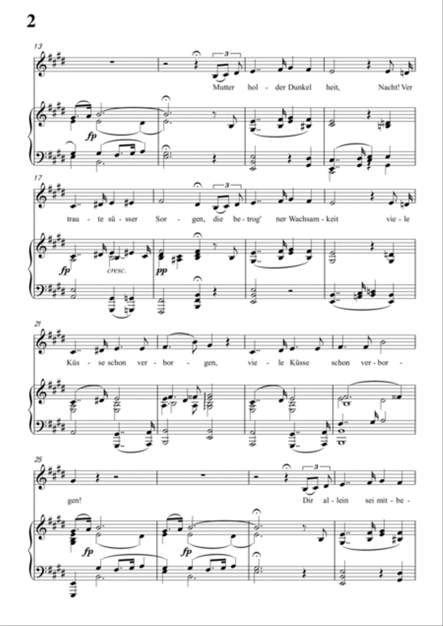 Schubert-Die Nacht in E D.358,for Vocal and Piano Voice scores gallery preview page 3