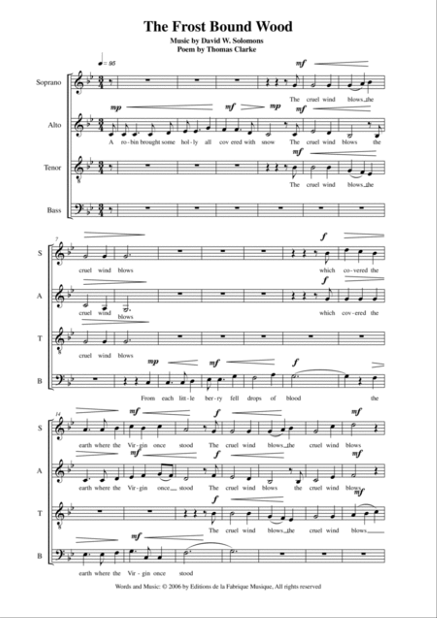 David W. Solomons - The Frostbound Wood for SATB mixed chorus a capella image number null