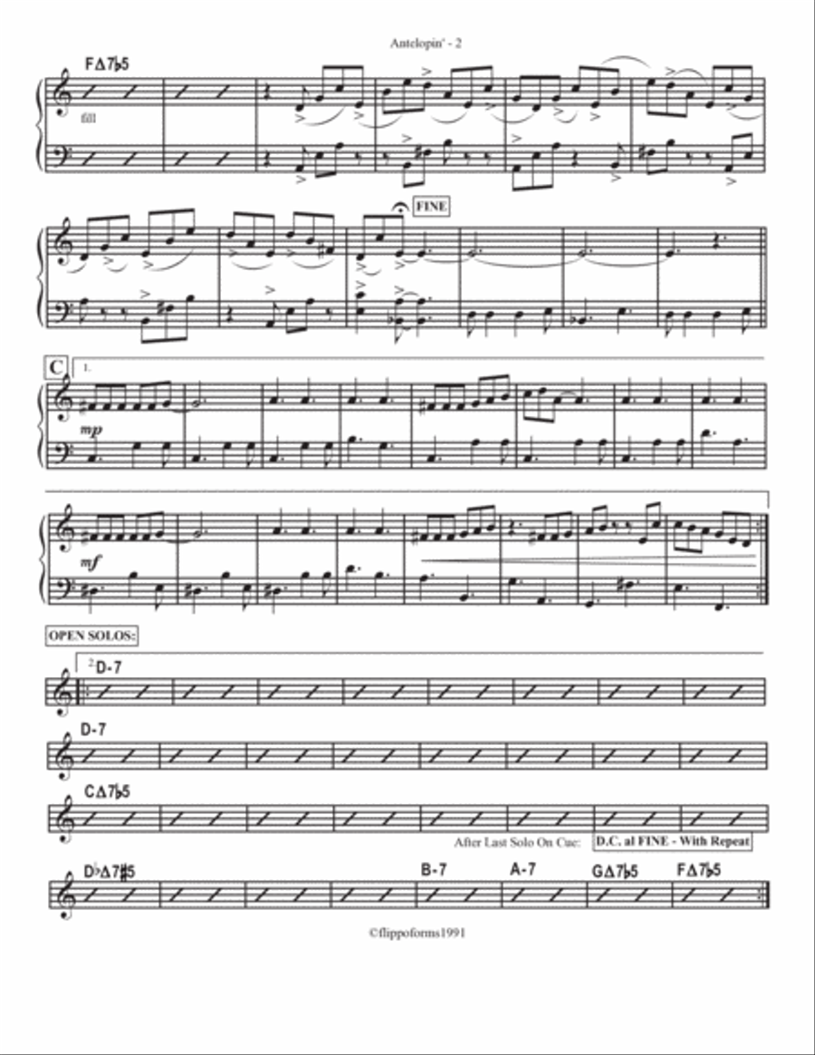 ANTELOPIN' - The Globaljazz Series - Afro-Cuban piece with C, Bb and Bass Parts Guitar scores gallery preview page 3
